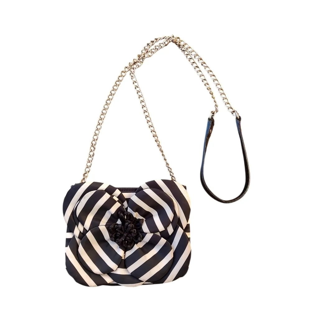 Kate Spade Black and White Floral Crossbody Bag